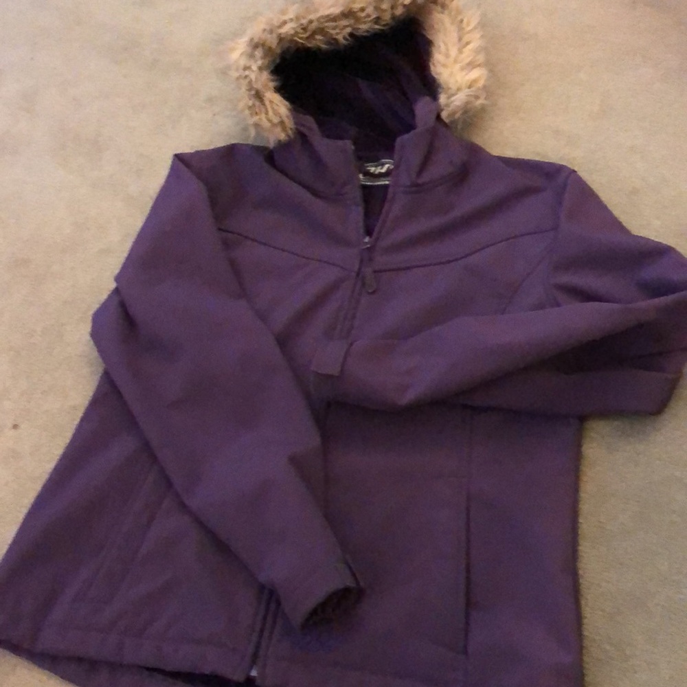 DHG Dutch Harbor Gear Authentic size Large jacket - purple,  fury inside lining